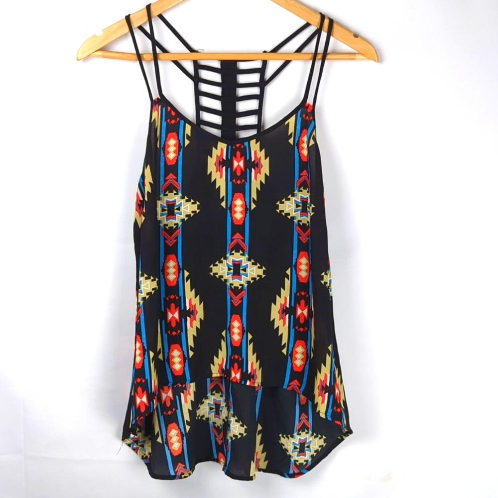 SOCIETY GIRL Aztec Print Boho Tank Top Blouse Size Medium